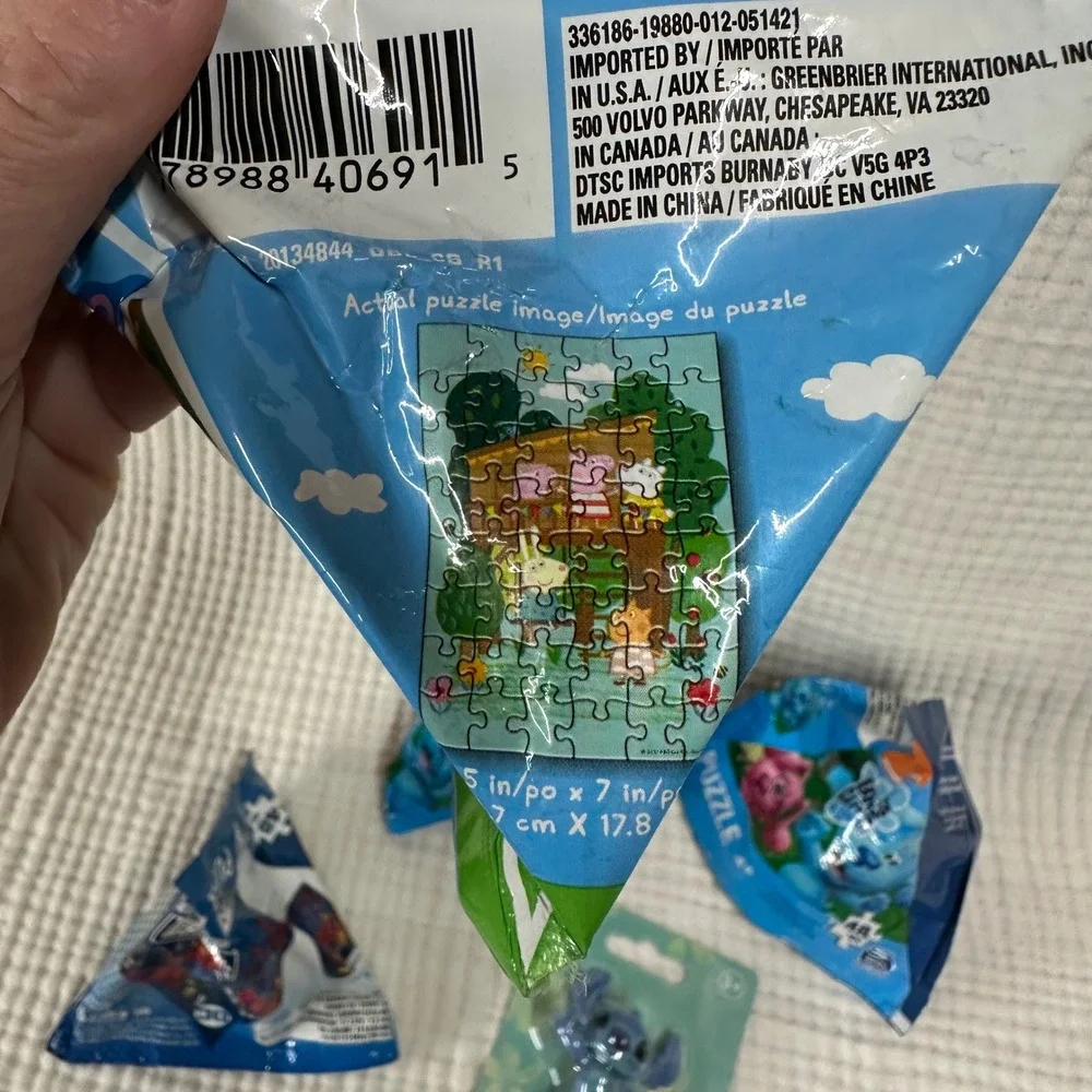 Disney Stitch Figure + Kids Puzzle Lot Peppa Pig Blue's Clues & You Party Favors
